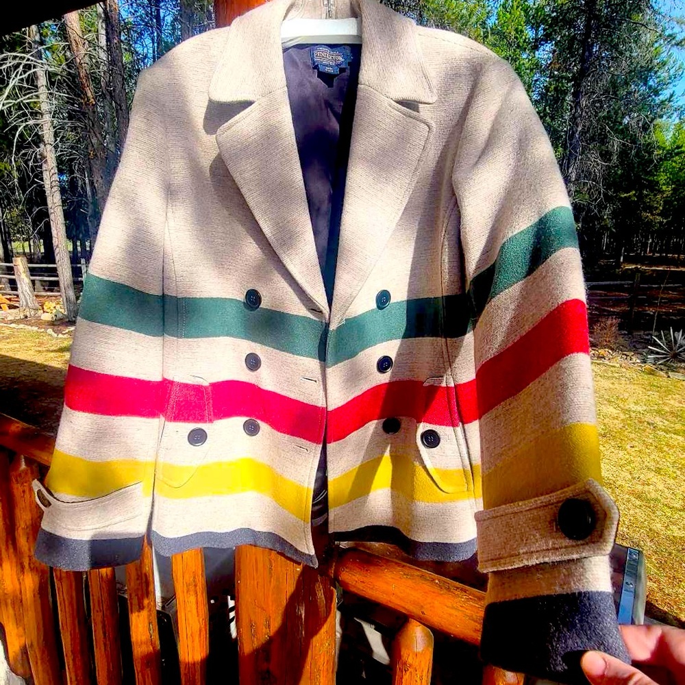 Pendleton Glacier National Park wool pea coat women’s size M
